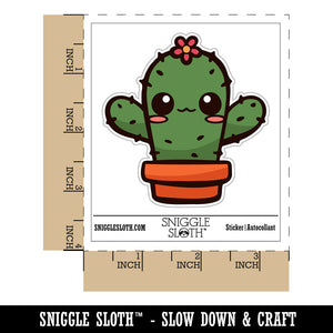 Adorable Kawaii Chibi Cactus in Pot Succulent Waterproof Vinyl Phone Tablet Laptop Water Bottle Sticker Set - 5 Pack