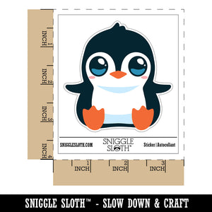 Precious Kawaii Chibi Baby Penguin Sitting Waterproof Vinyl Phone Tablet Laptop Water Bottle Sticker Set - 5 Pack