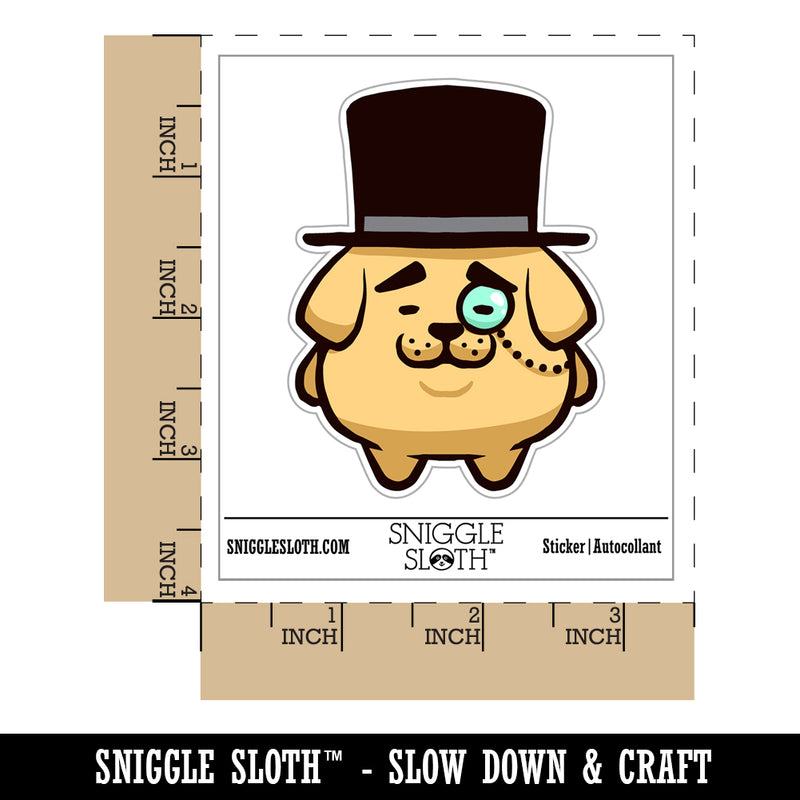 Weird Fancy Gentleman Dog Pup Top Hat Monocle Waterproof Vinyl Phone Tablet Laptop Water Bottle Sticker Set - 5 Pack