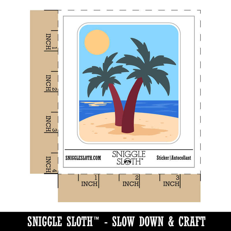 Two Palm Trees Tropical Waterproof Vinyl Phone Tablet Laptop Water Bottle Sticker Set - 5 Pack