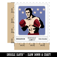 Boxer Man with Boxing Gloves Pugilist Waterproof Vinyl Phone Tablet Laptop Water Bottle Sticker Set - 5 Pack