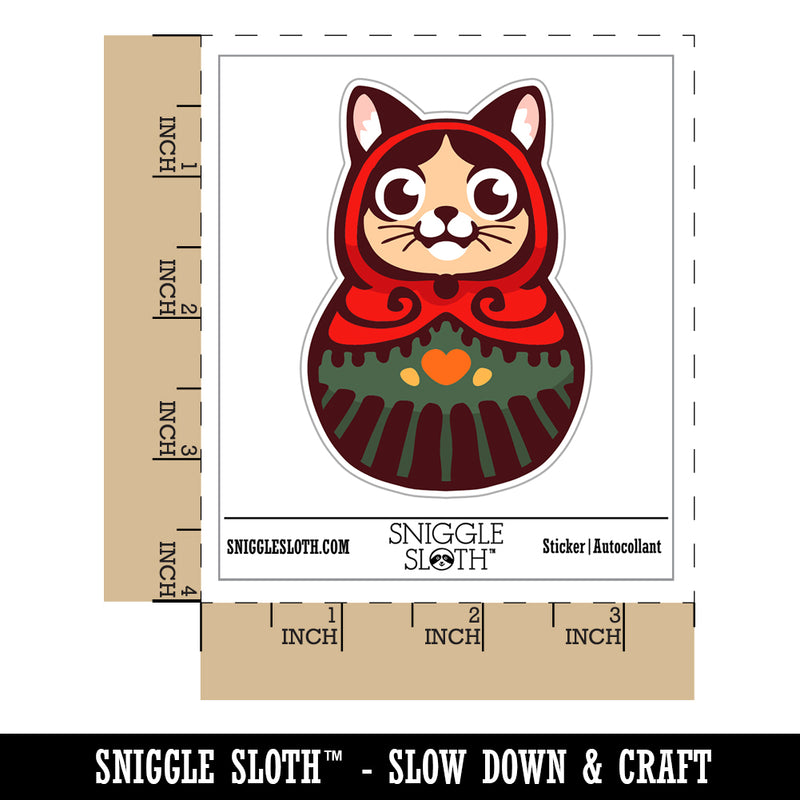 Cat Russian Nesting Doll Matroyshka Babushka Waterproof Vinyl Phone Tablet Laptop Water Bottle Sticker Set - 5 Pack