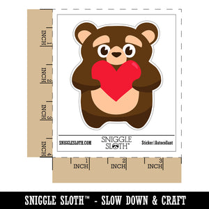 Cautious Bear with Heart in Hands Waterproof Vinyl Phone Tablet Laptop Water Bottle Sticker Set - 5 Pack