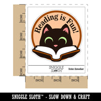 Reading is Fun Cat with Book Teacher Student Waterproof Vinyl Phone Tablet Laptop Water Bottle Sticker Set - 5 Pack