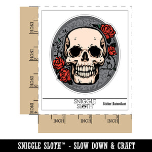 Skull and Roses Flowers Bones Waterproof Vinyl Phone Tablet Laptop Water Bottle Sticker Set - 5 Pack