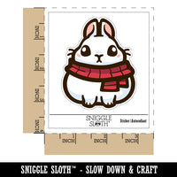 Plump Bunny Wearing Winter Scarf Waterproof Vinyl Phone Tablet Laptop Water Bottle Sticker Set - 5 Pack