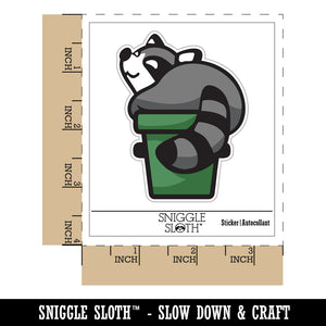 Fat Raccoon Sitting in Trash Can Waterproof Vinyl Phone Tablet Laptop Water Bottle Sticker Set - 5 Pack