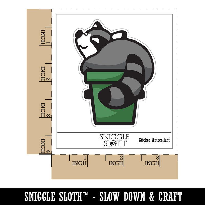 Fat Raccoon Sitting in Trash Can Waterproof Vinyl Phone Tablet Laptop Water Bottle Sticker Set - 5 Pack