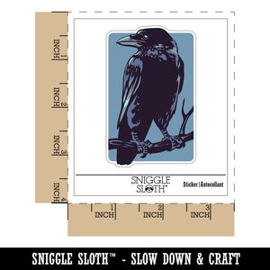 Wise Black Raven Crow Perched on Branch Waterproof Vinyl Phone Tablet Laptop Water Bottle Sticker Set - 5 Pack