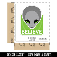 Believe Gray Alien Head Waterproof Vinyl Phone Tablet Laptop Water Bottle Sticker Set - 5 Pack