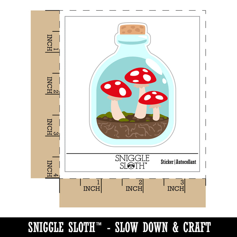 Glass Bottle Mushroom Dirt Terrarium Waterproof Vinyl Phone Tablet Laptop Water Bottle Sticker Set - 5 Pack