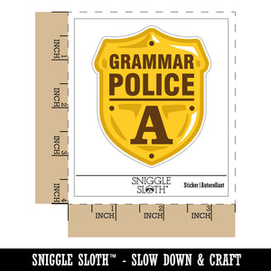 Grammar Police Badge Waterproof Vinyl Phone Tablet Laptop Water Bottle Sticker Set - 5 Pack