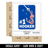 Number 1 Hooker Fishing Hook Bait Worm Waterproof Vinyl Phone Tablet Laptop Water Bottle Sticker Set - 5 Pack