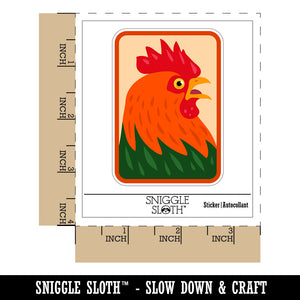 Rooster Chicken Portrait Waterproof Vinyl Phone Tablet Laptop Water Bottle Sticker Set - 5 Pack