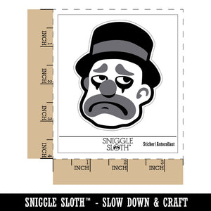 Sad Grayscale Monotone Clown Top Hat Waterproof Vinyl Phone Tablet Laptop Water Bottle Sticker Set - 5 Pack