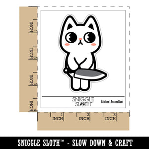 Cute Pocket Cat with Knife Waterproof Vinyl Phone Tablet Laptop Water Bottle Sticker Set - 5 Pack
