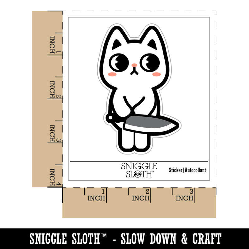 Cute Pocket Cat with Knife Waterproof Vinyl Phone Tablet Laptop Water Bottle Sticker Set - 5 Pack