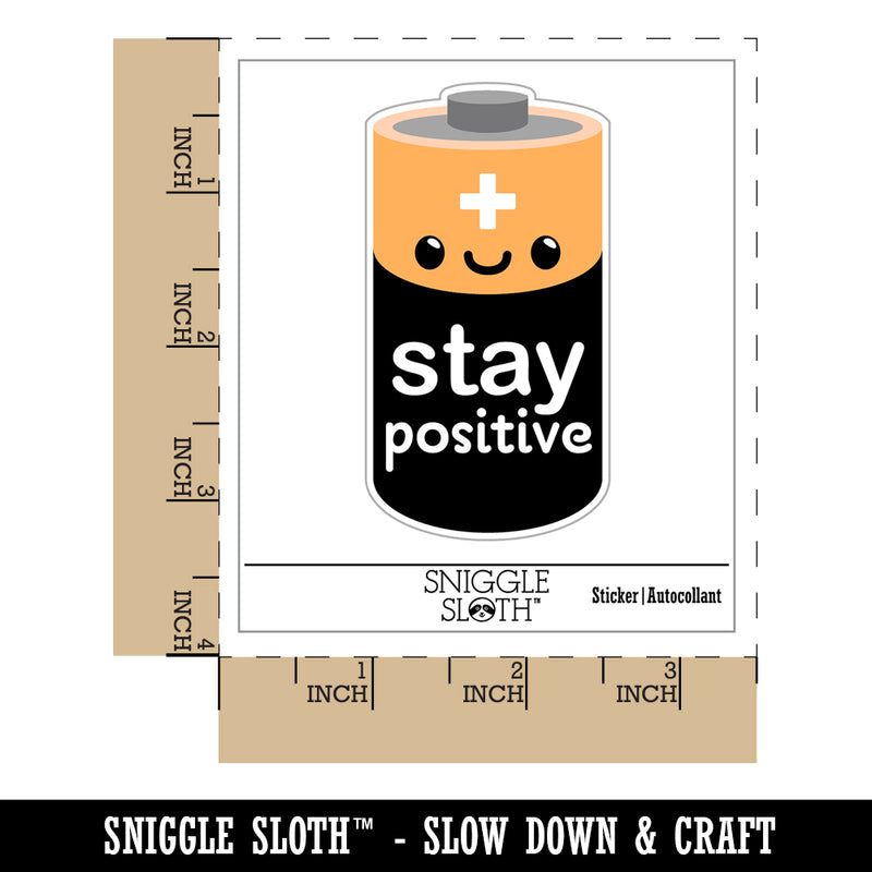 Stay Positive Adorable Battery Waterproof Vinyl Phone Tablet Laptop Water Bottle Sticker Set - 5 Pack