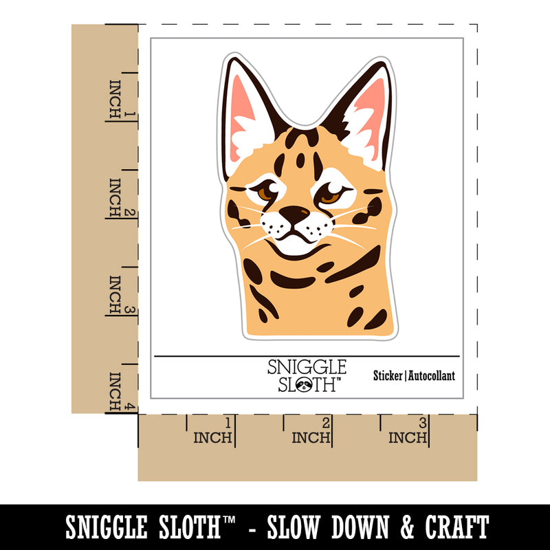 Curious Savannah Cat Serval Waterproof Vinyl Phone Tablet Laptop Water Bottle Sticker Set - 5 Pack