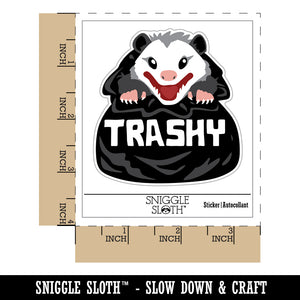 Trashy Opossum in Trash Garbage Bag Waterproof Vinyl Phone Tablet Laptop Water Bottle Sticker Set - 5 Pack