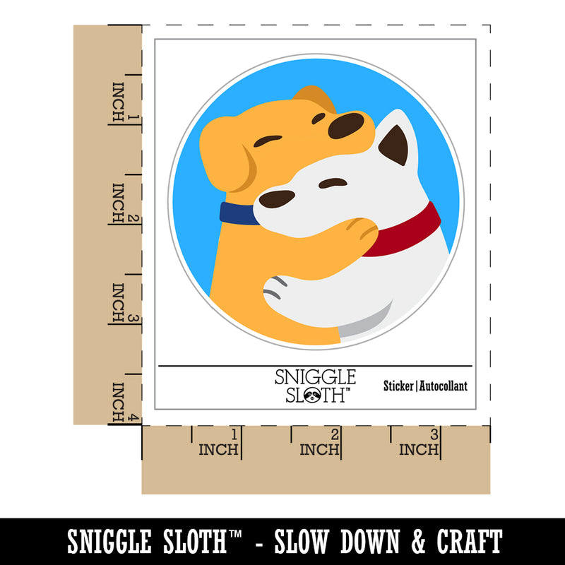 Dog Best Friends Hugging Waterproof Vinyl Phone Tablet Laptop Water Bottle Sticker Set - 5 Pack