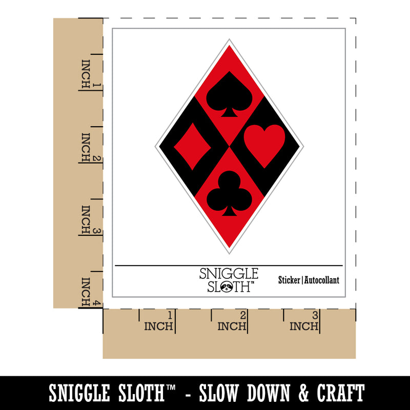 Harlequin Suits Diamonds Hearts Spades Clubs Waterproof Vinyl Phone Tablet Laptop Water Bottle Sticker Set - 5 Pack