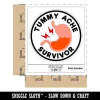 Tummy Ache Survivor Merit Badge Waterproof Vinyl Phone Tablet Laptop Water Bottle Sticker Set - 5 Pack