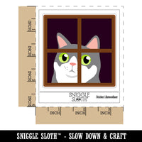 Cat Staring Out Window Waterproof Vinyl Phone Tablet Laptop Water Bottle Sticker Set - 5 Pack
