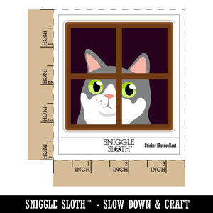 Cat Staring Out Window Waterproof Vinyl Phone Tablet Laptop Water Bottle Sticker Set - 5 Pack