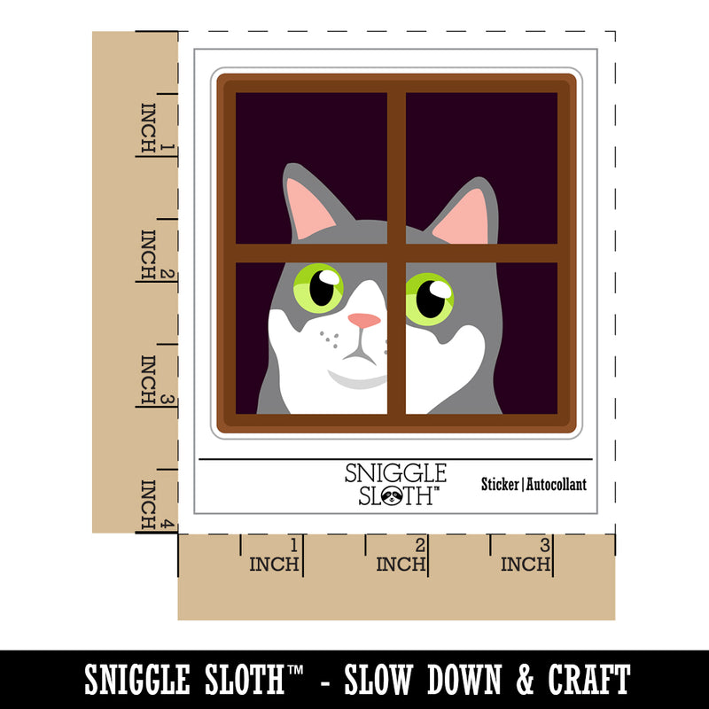 Cat Staring Out Window Waterproof Vinyl Phone Tablet Laptop Water Bottle Sticker Set - 5 Pack