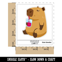 Chill Capybara Drinking Juice Waterproof Vinyl Phone Tablet Laptop Water Bottle Sticker Set - 5 Pack