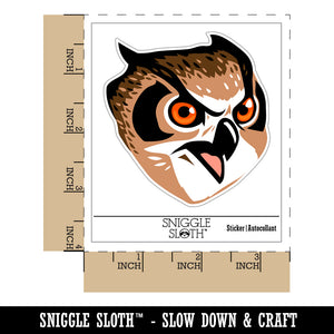 Fierce Horned Owl Head Waterproof Vinyl Phone Tablet Laptop Water Bottle Sticker Set - 5 Pack