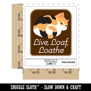Live Loaf Loathe Funny Cat Grumpy Waterproof Vinyl Phone Tablet Laptop Water Bottle Sticker Set - 5 Pack