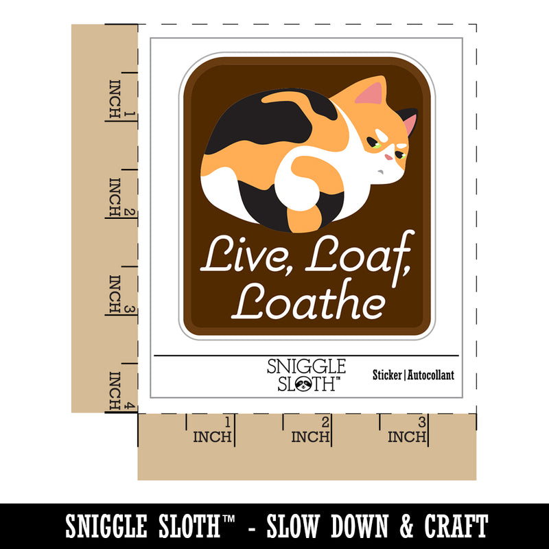 Live Loaf Loathe Funny Cat Grumpy Waterproof Vinyl Phone Tablet Laptop Water Bottle Sticker Set - 5 Pack