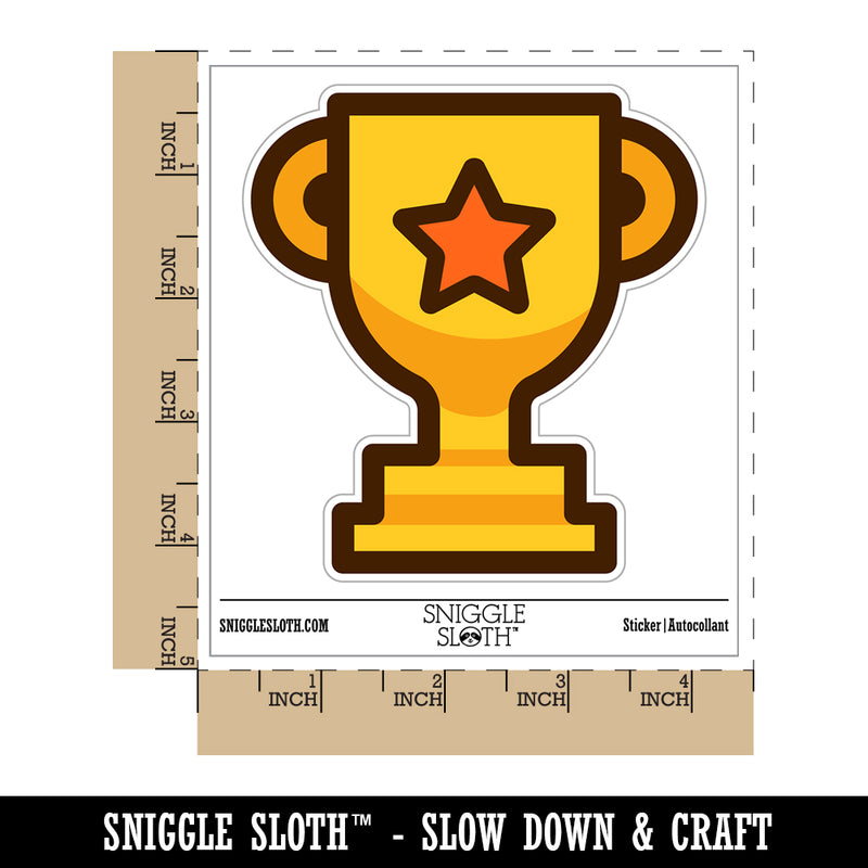 Trophy Award Outline with Star Waterproof Vinyl Phone Tablet Laptop Water Bottle Sticker Set - 5 Pack