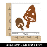 Charming Toadstool Mushroom Pair Waterproof Vinyl Phone Tablet Laptop Water Bottle Sticker Set - 5 Pack