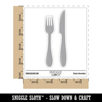 Fork Knife Utensils Eating Sketch Waterproof Vinyl Phone Tablet Laptop Water Bottle Sticker Set - 5 Pack