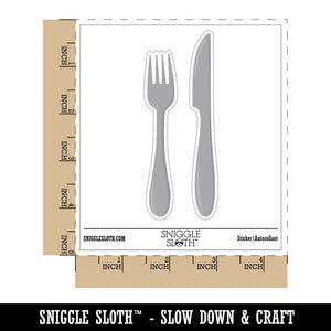 Fork Knife Utensils Eating Sketch Waterproof Vinyl Phone Tablet Laptop Water Bottle Sticker Set - 5 Pack