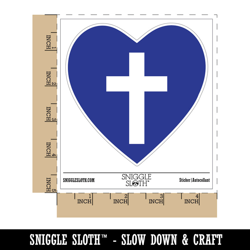 Cross in Heart Christian Waterproof Vinyl Phone Tablet Laptop Water Bottle Sticker Set - 5 Pack