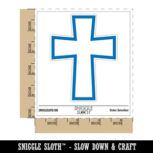 Cross Angled Christian Church Religion Outline Waterproof Vinyl Phone Tablet Laptop Water Bottle Sticker Set - 5 Pack