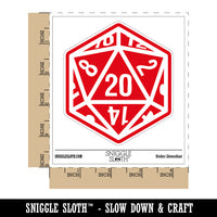 Critical Hit D20 20 Sided Gaming Gamer Dice Role Waterproof Vinyl Phone Tablet Laptop Water Bottle Sticker Set - 5 Pack