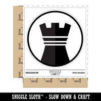 Chess Piece Black Rook Waterproof Vinyl Phone Tablet Laptop Water Bottle Sticker Set - 5 Pack