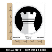Chess Piece White Rook Waterproof Vinyl Phone Tablet Laptop Water Bottle Sticker Set - 5 Pack