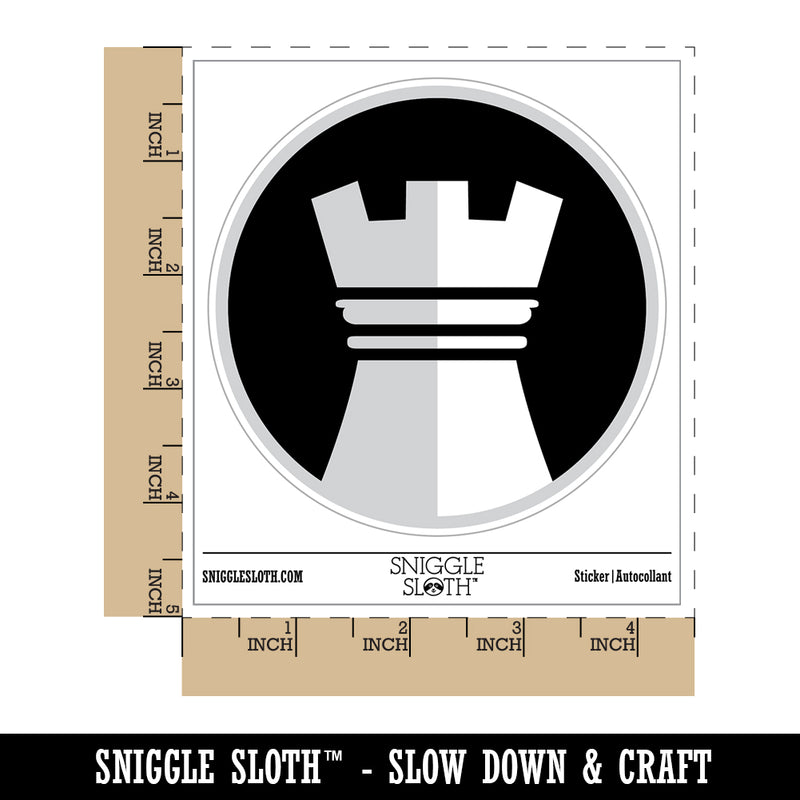 Chess Piece White Rook Waterproof Vinyl Phone Tablet Laptop Water Bottle Sticker Set - 5 Pack