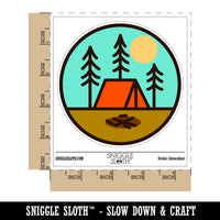 Simple Tent Camping in Woods Waterproof Vinyl Phone Tablet Laptop Water Bottle Sticker Set - 5 Pack