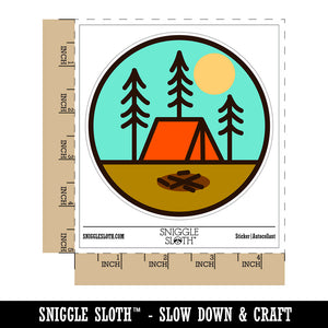 Simple Tent Camping in Woods Waterproof Vinyl Phone Tablet Laptop Water Bottle Sticker Set - 5 Pack