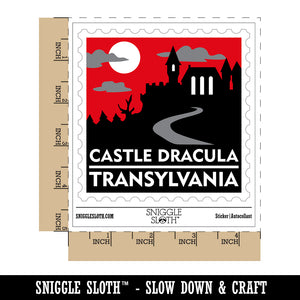 Castle Dracula Transylvania Destination Stamp Waterproof Vinyl Phone Tablet Laptop Water Bottle Sticker Set - 5 Pack