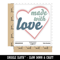 Made with Love in Heart Waterproof Vinyl Phone Tablet Laptop Water Bottle Sticker Set - 5 Pack