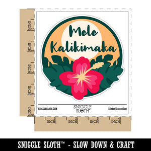 Mele Kalikimaka Hawaiian Merry Christmas Hibiscus Flower Vinyl Phone Tablet Laptop Water Bottle Sticker Set - 5 Pack