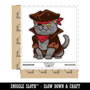 Captain Pirate Cat Waterproof Vinyl Phone Tablet Laptop Water Bottle Sticker Set - 5 Pack